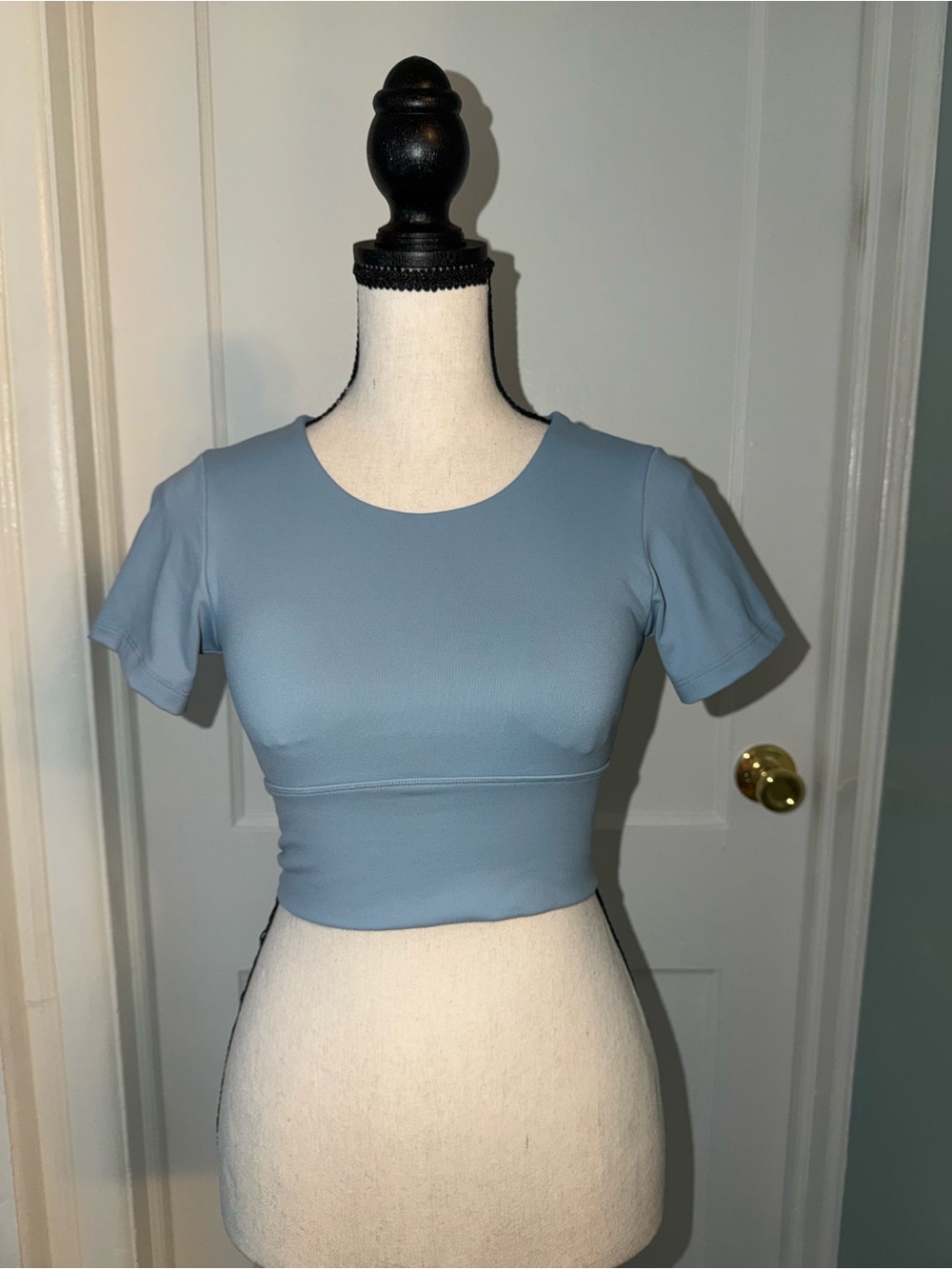 lululemon athletica Light Blue Crop Short Sleeve Top
